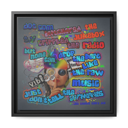 drop the beat - framed canvas art (grey-light grey)