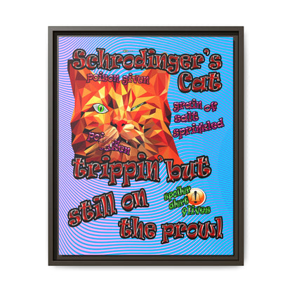 schrodinger's cat - framed canvas art (light blue-purple wave)