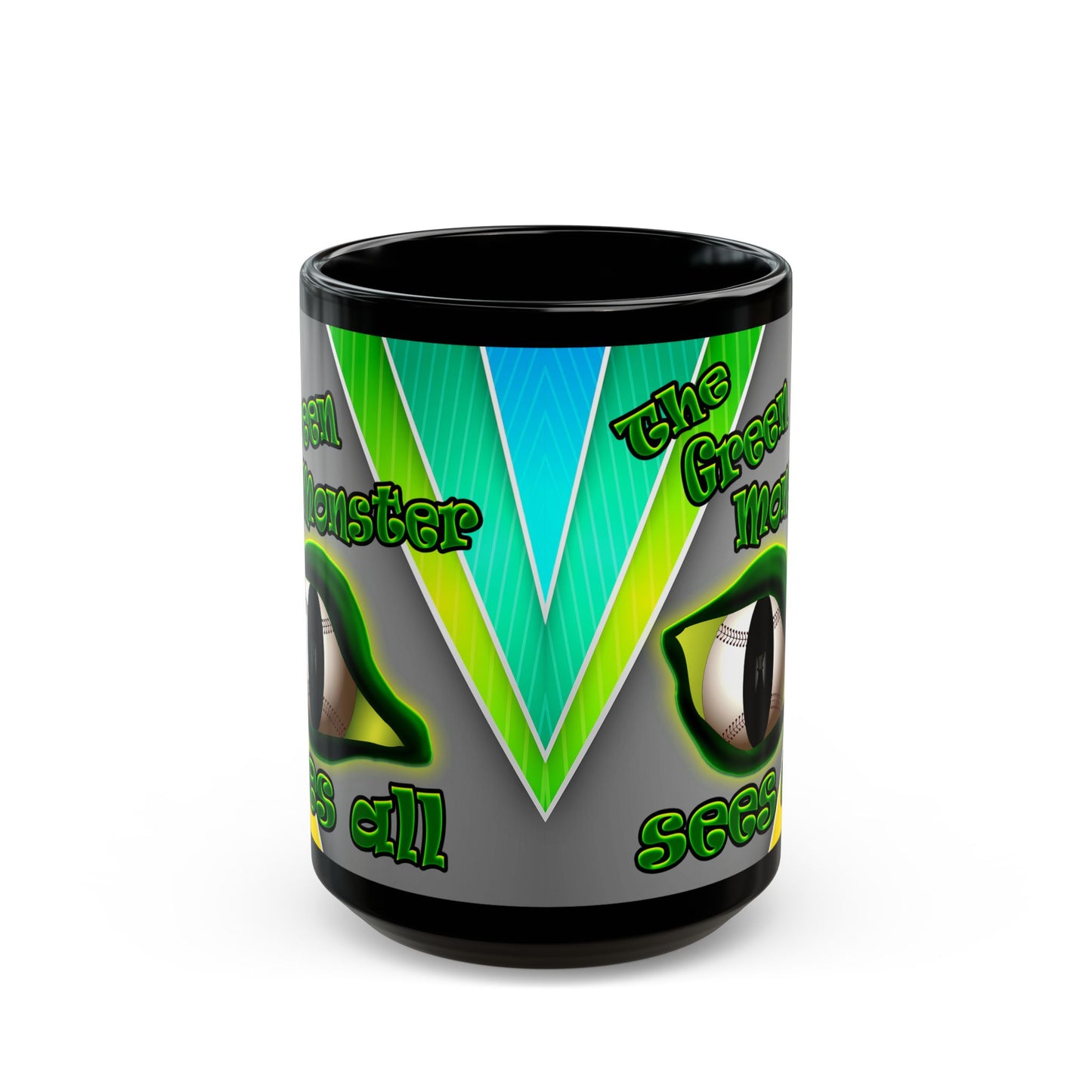 green monster - Black Mug (rainbow split)