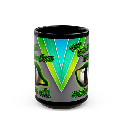 green monster - Black Mug (rainbow split)