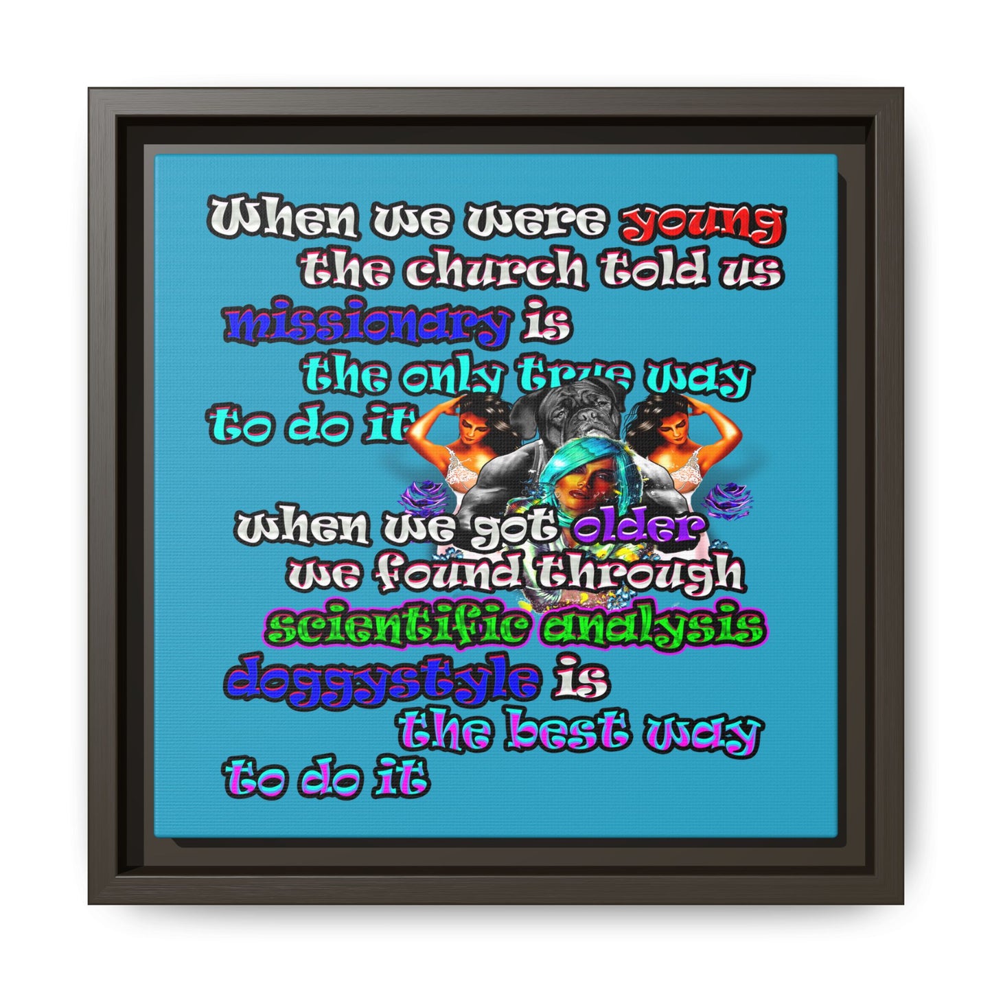 doggystyle - framed canvas art (turquoise)