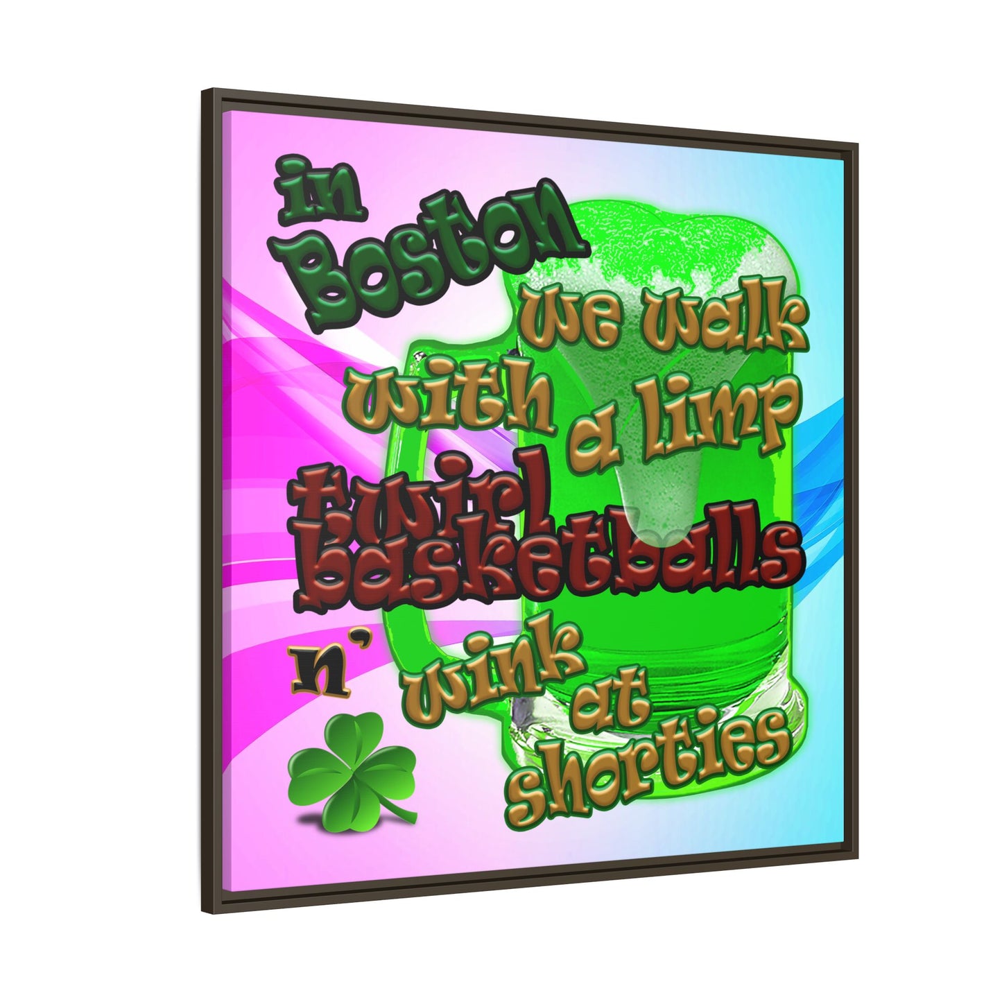 celtics logo - framed canvas art (light blue-pink wave)