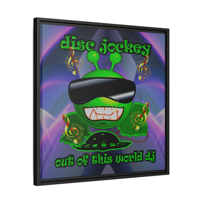 disc jockey - framed canvas art (grey-pink wave)