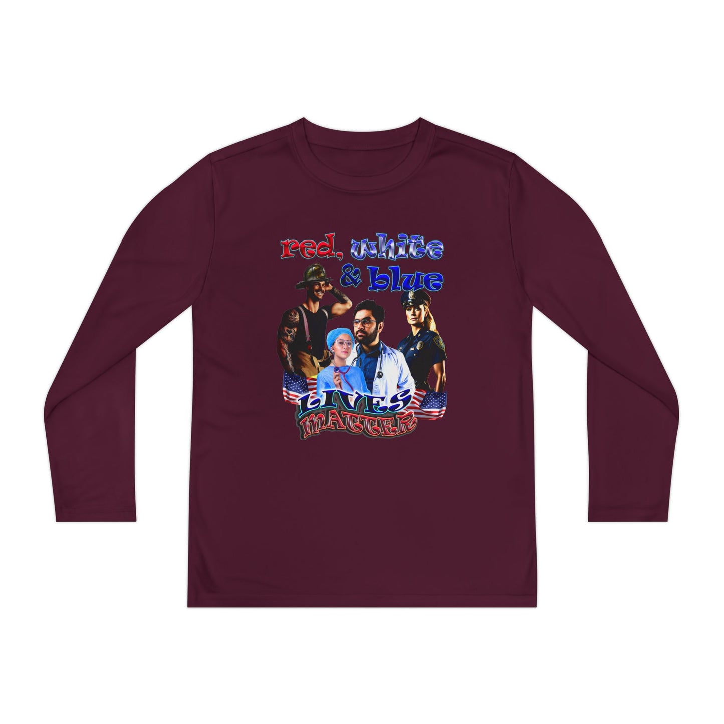 rw&b lives matter - Youth Long Sleeve Competitor Tee
