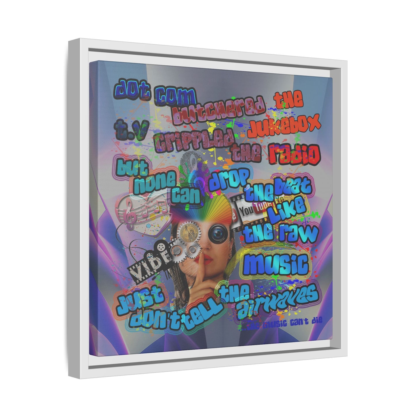 drop the beat - framed canvas art (grey-pink wave)