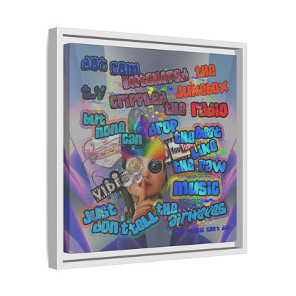 drop the beat - framed canvas art (grey-pink wave)