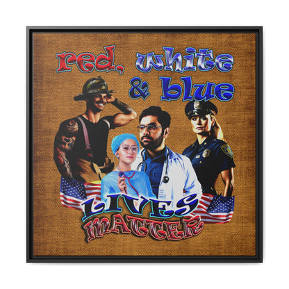 rw&b lives matter - framed canvas art (brown papyrus)