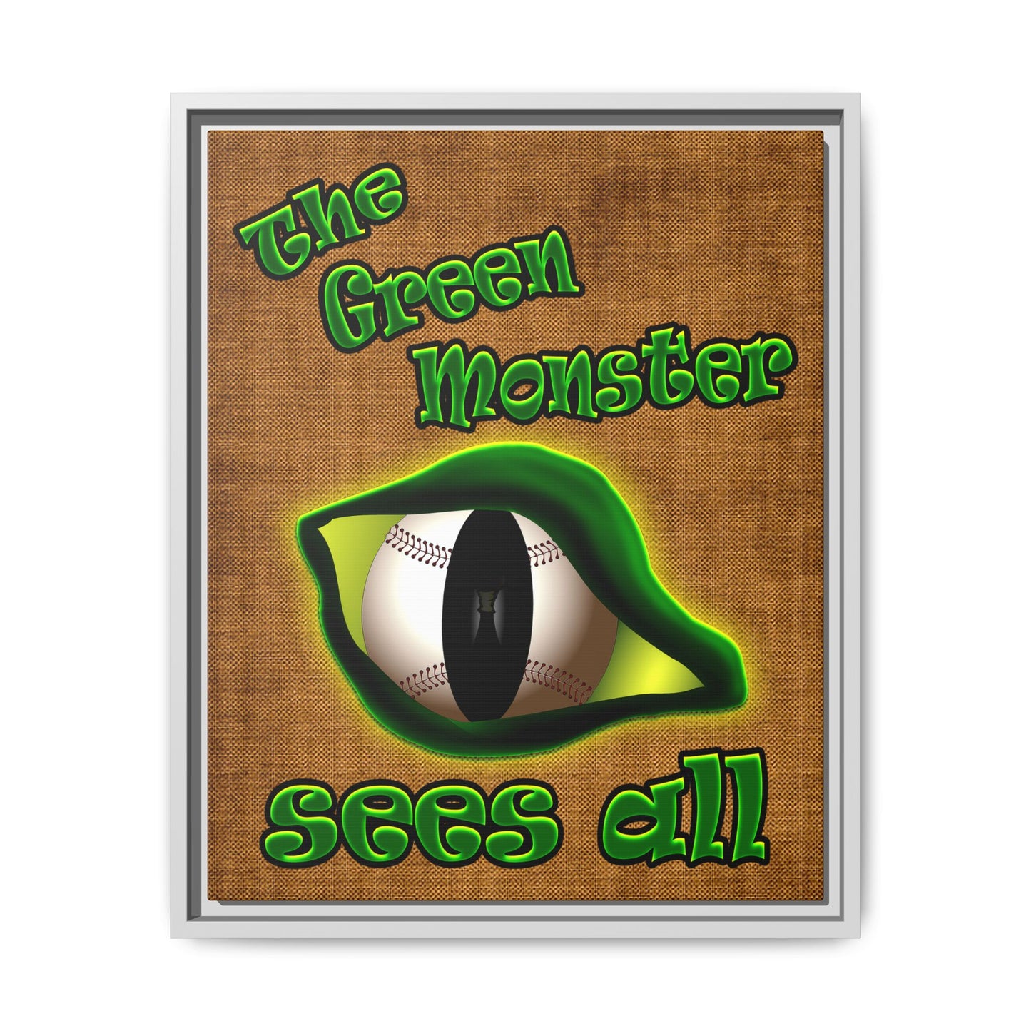 green monster - framed canvas art (brown papyrus)