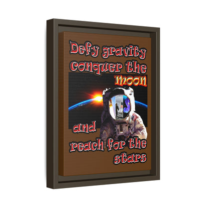 defy conquer reach - framed canvas art (brown)