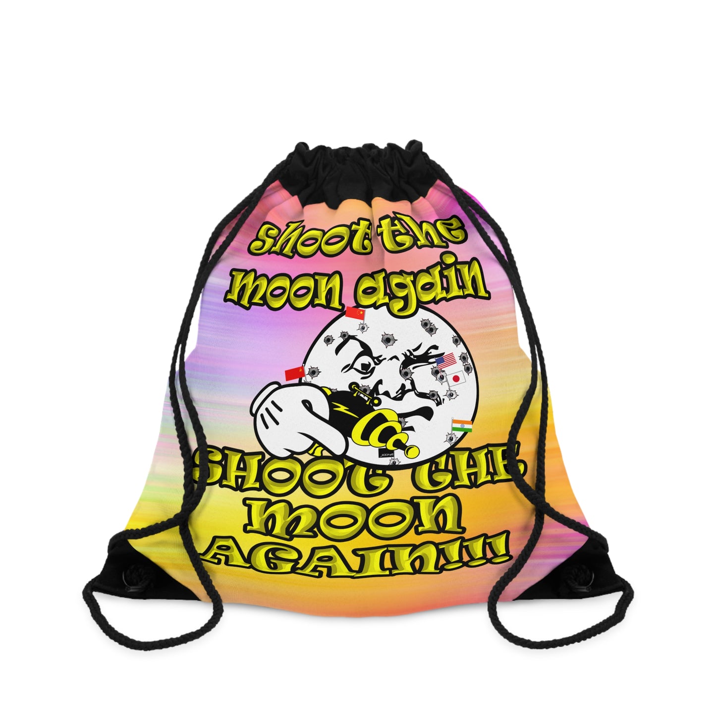shoot the moon again - Drawstring Bag (color blur)