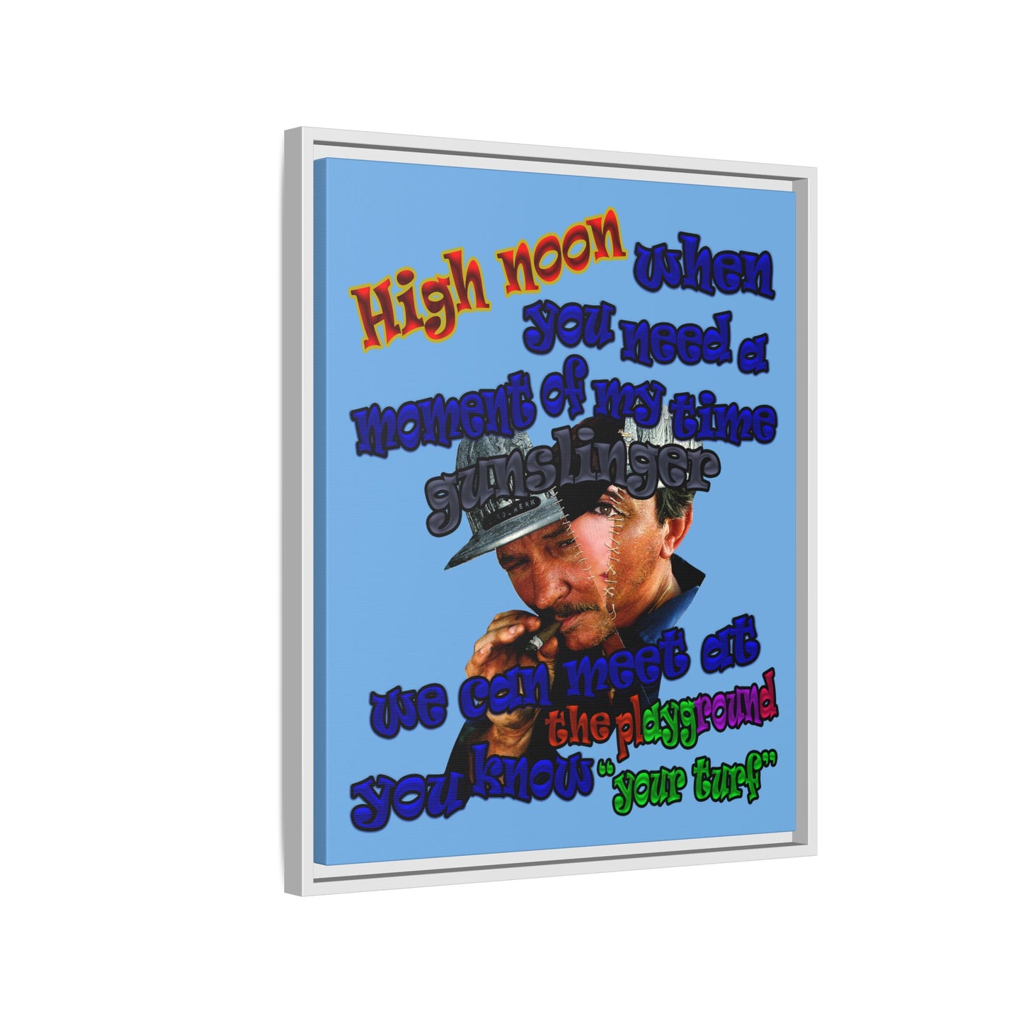 high noon - framed canvas art (light blue)