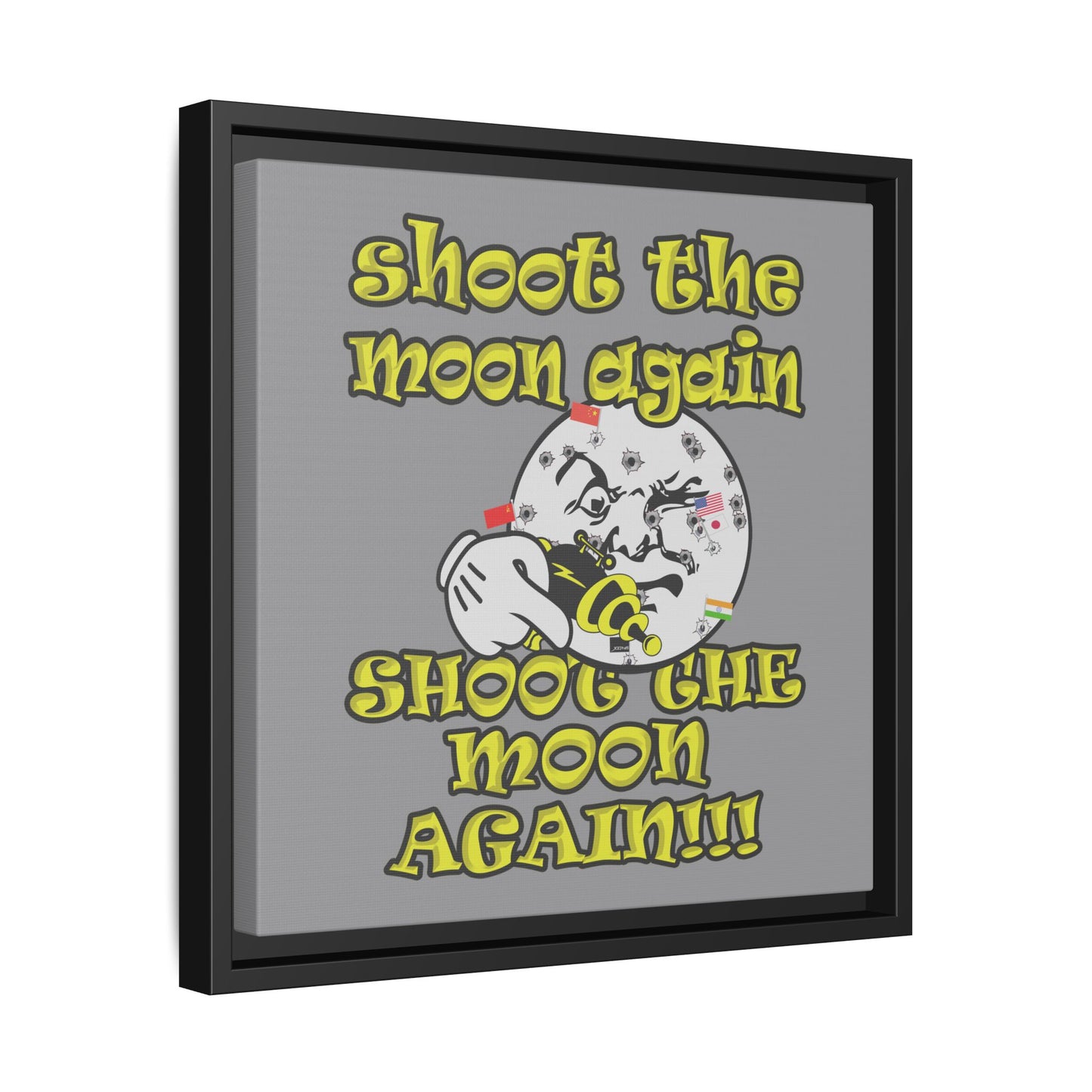 shoot the moon again - framed canvas art (grey)