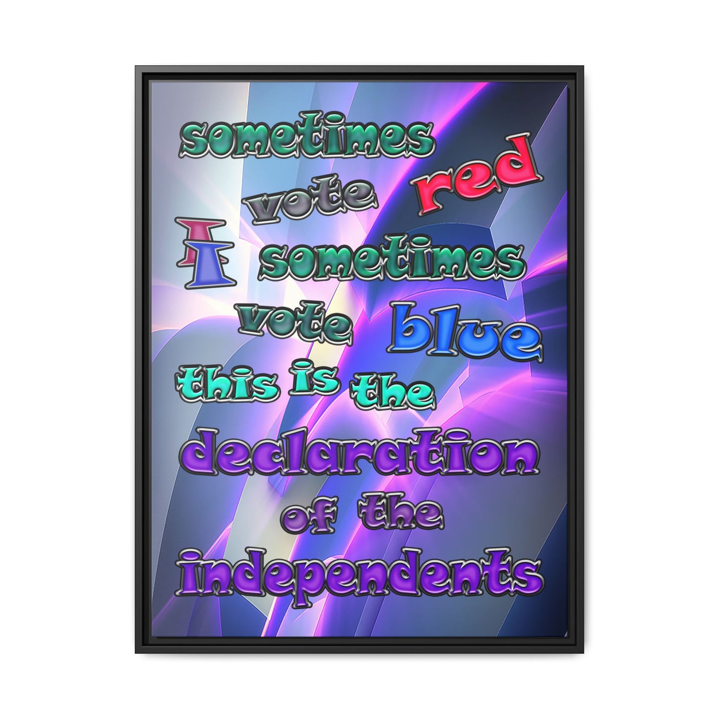 declaration of the independents - framed canvas art (grey-pink wave)