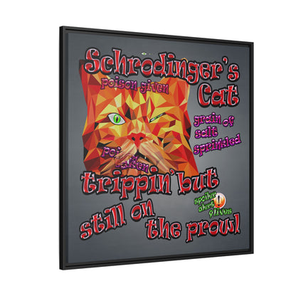 schrodinger's cat - framed canvas art (grey-light grey)