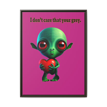 I don't care that your grey - framed canvas art (pink)