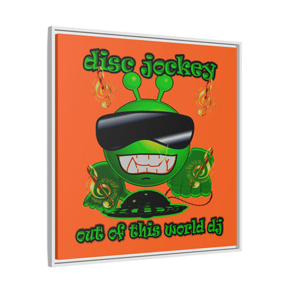 disc jockey - framed canvas art (orange)