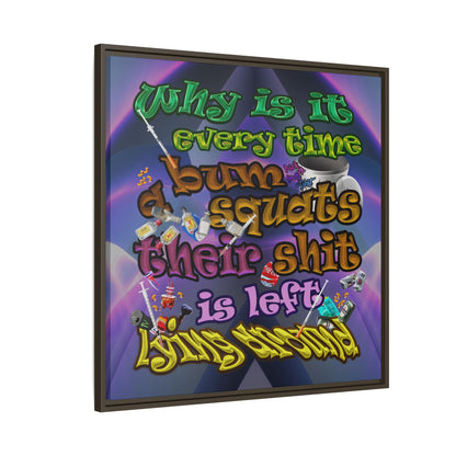 the bum's shit - framed canvas art (grey-pink wave)