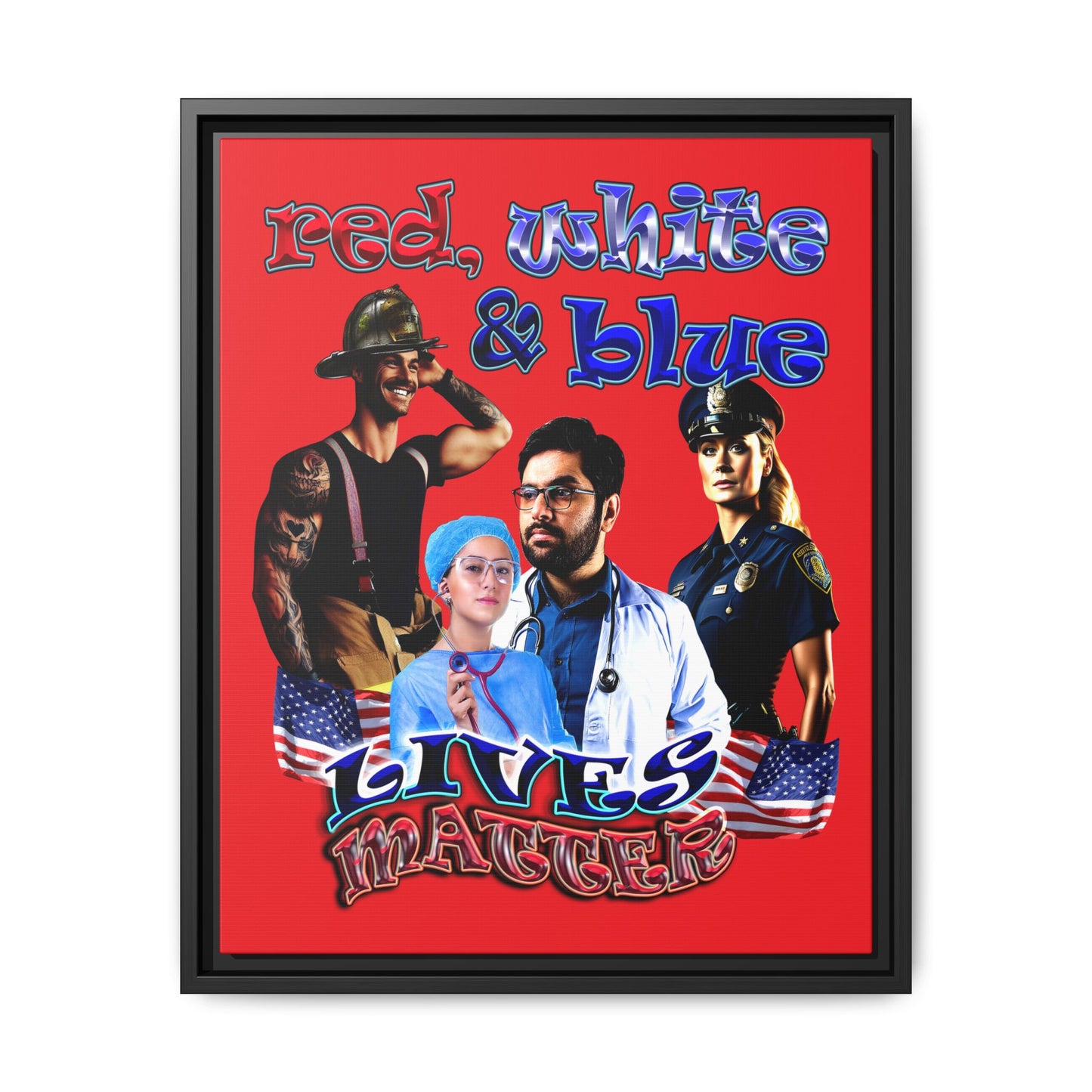 rw&b lives matter - framed canvas art (red)