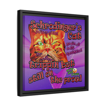 schrodinger's cat - framed canvas art (purple-pink wave)