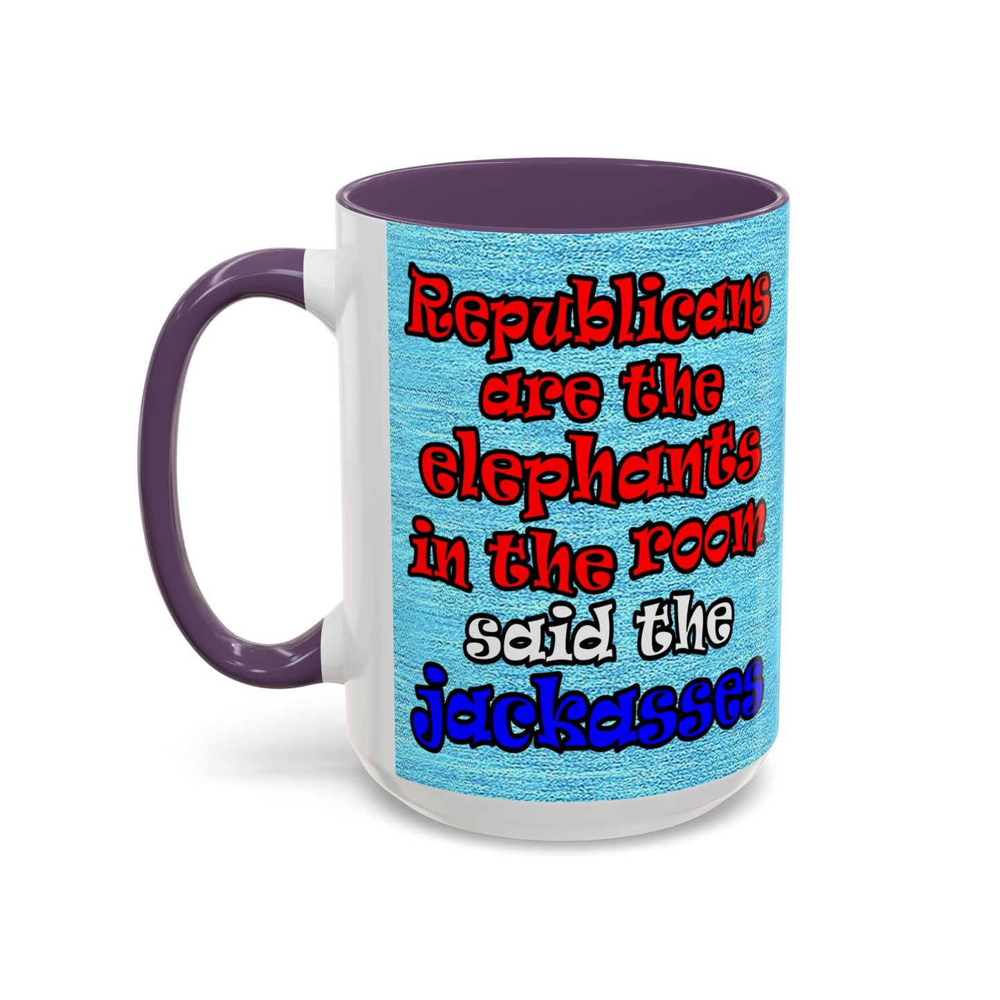 donkeys and elephants - Accent Mug (faded blue)