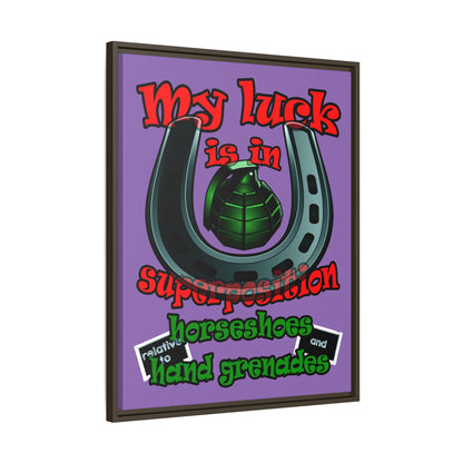 my luck - framed canvas art (light purple)