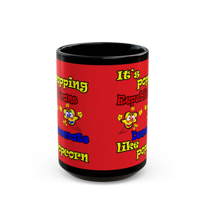 popping like popcorn - Black Mug (red)