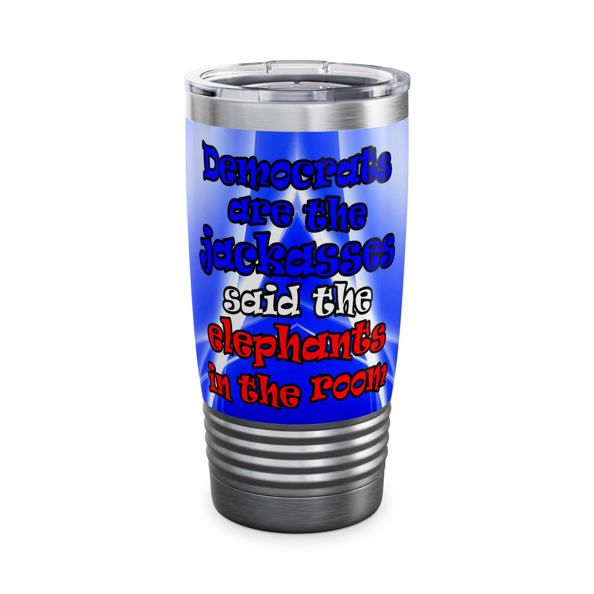 donkeys and elephants - Ringneck Tumbler, 20oz (blue-white wave)