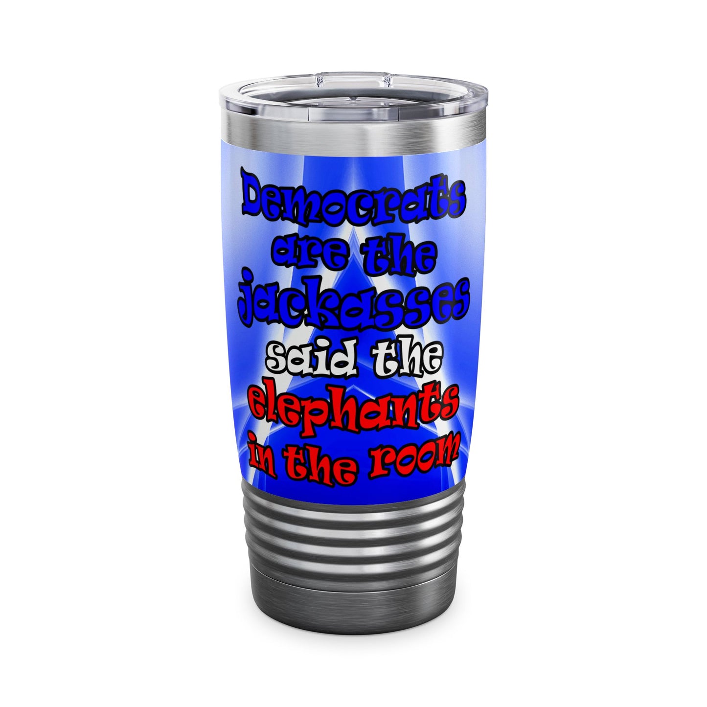 donkeys and elephants - Ringneck Tumbler, 20oz (blue-white wave)