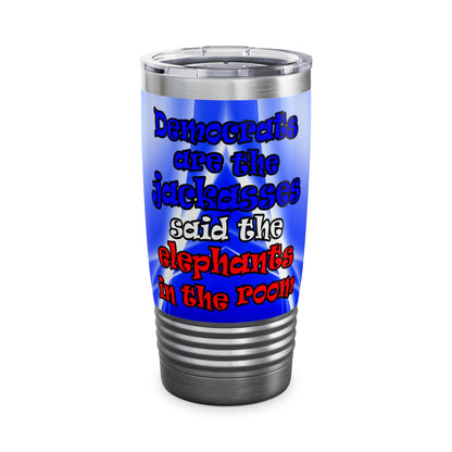 donkeys and elephants - Ringneck Tumbler, 20oz (blue-white wave)