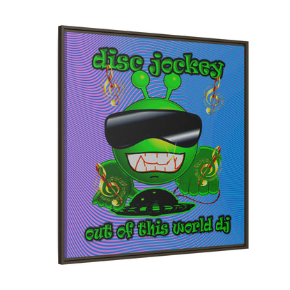 disc jockey - framed canvas art (light blue-purple wave)