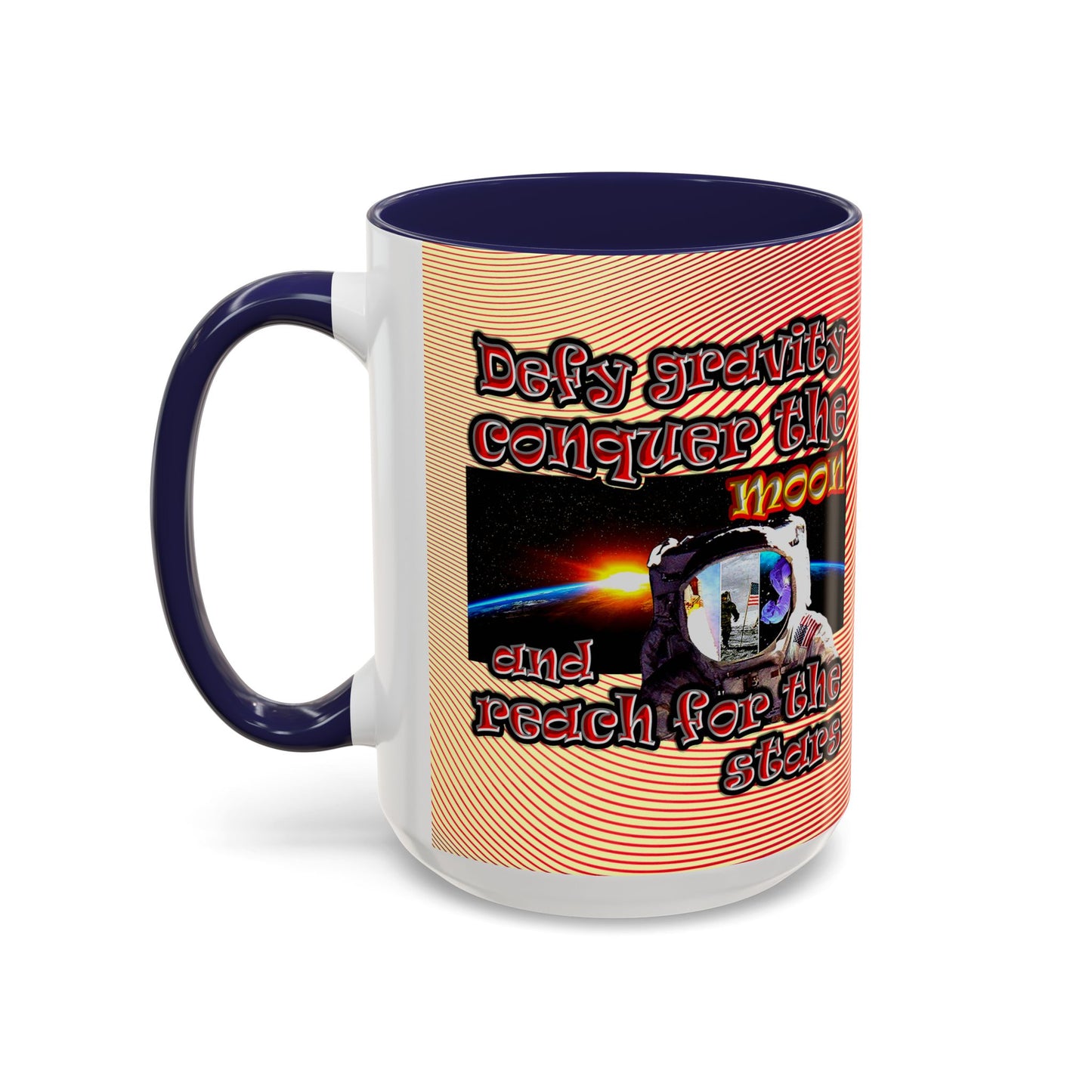 defy conquer reach - Accent Mug (yellow-orange wave)