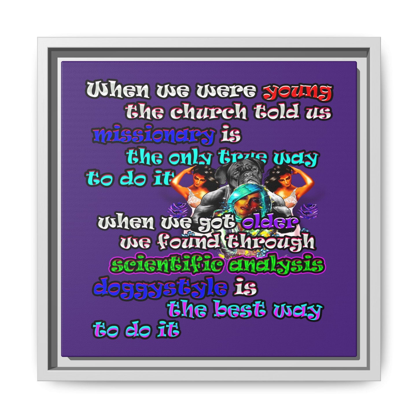 doggystyle - framed canvas art (purple)