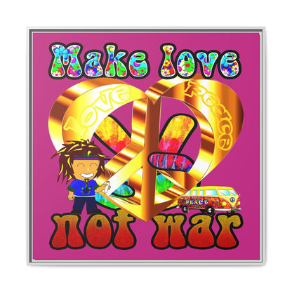 love peace - framed canvas art (pink)