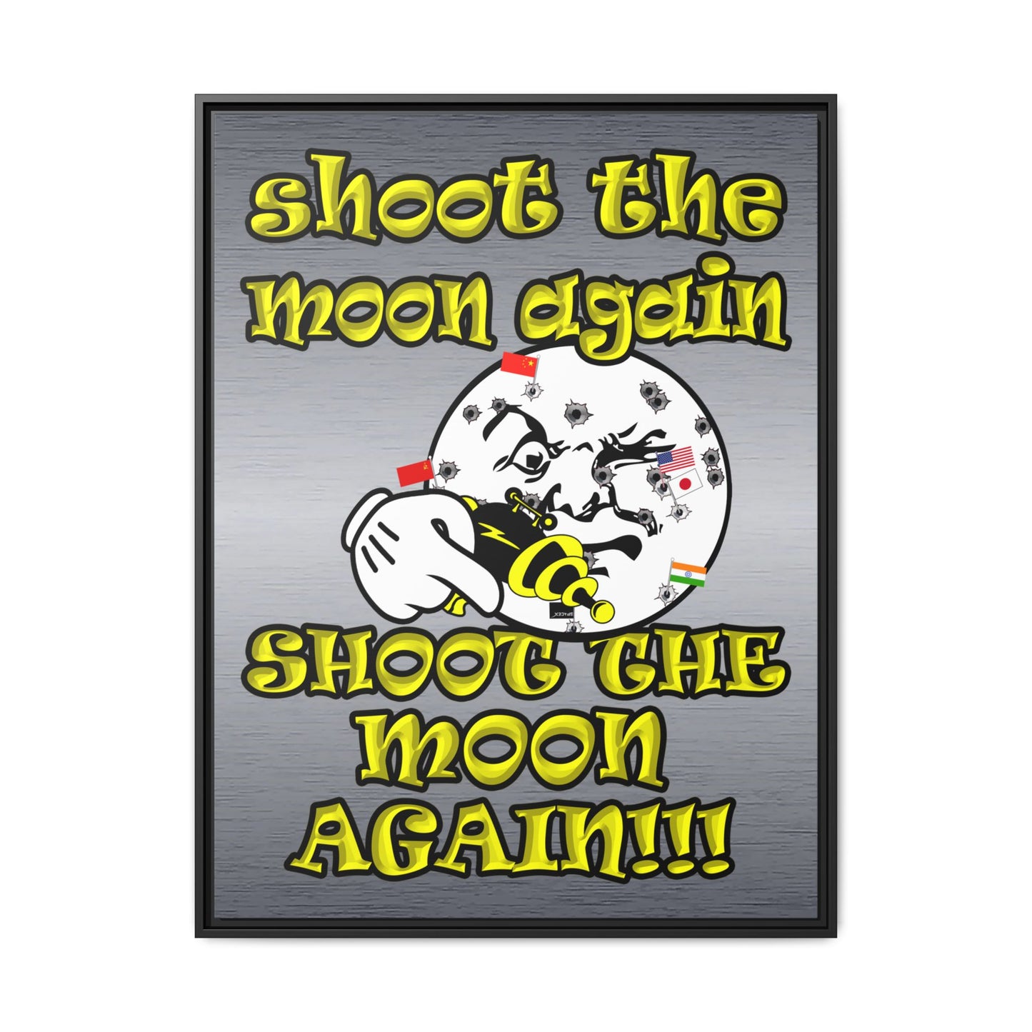 shoot the moon again - framed canvas art (brushed nickel)