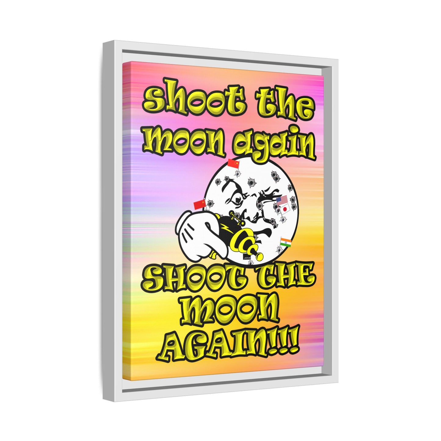 shoot the moon again - framed canvas art (color blur)