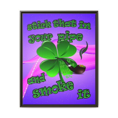 stick that in your pipe and smoke it - framed canvas art (purple-pink wave)