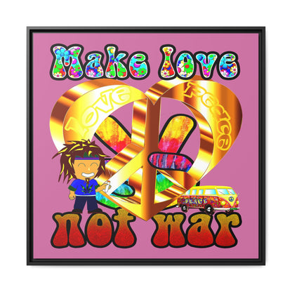 love peace - framed canvas art (light pink)
