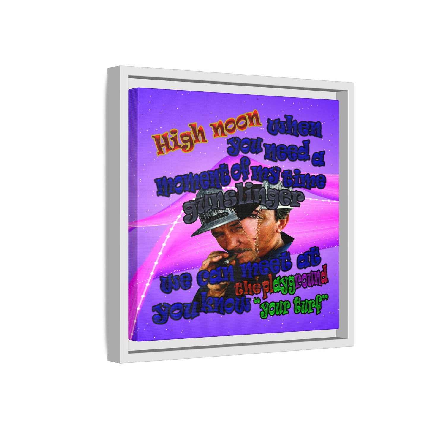 high noon - framed canvas art (purple-pink wave)