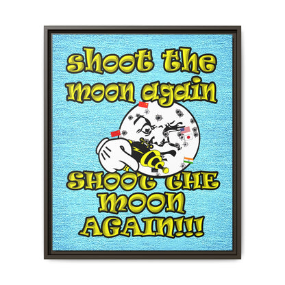 shoot the moon again - framed canvas art (faded blue)