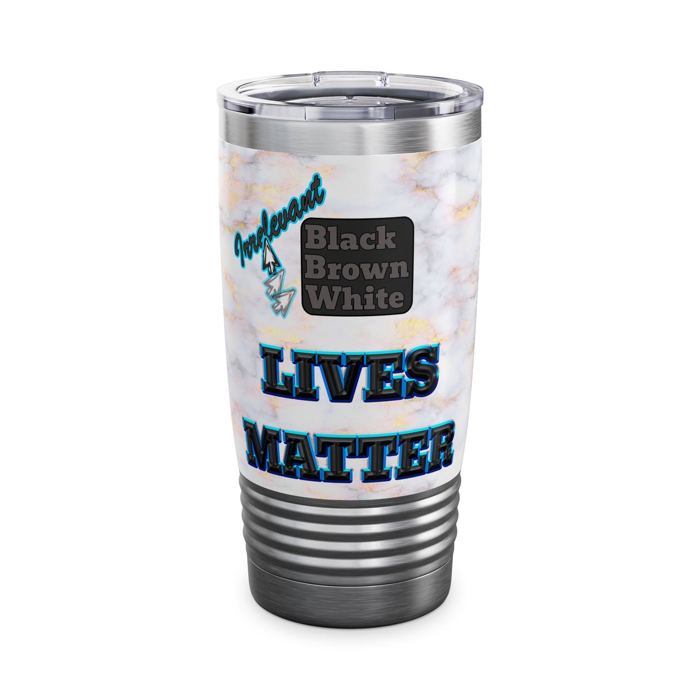 irrelevant - Ringneck Tumbler, 20oz (white marble)