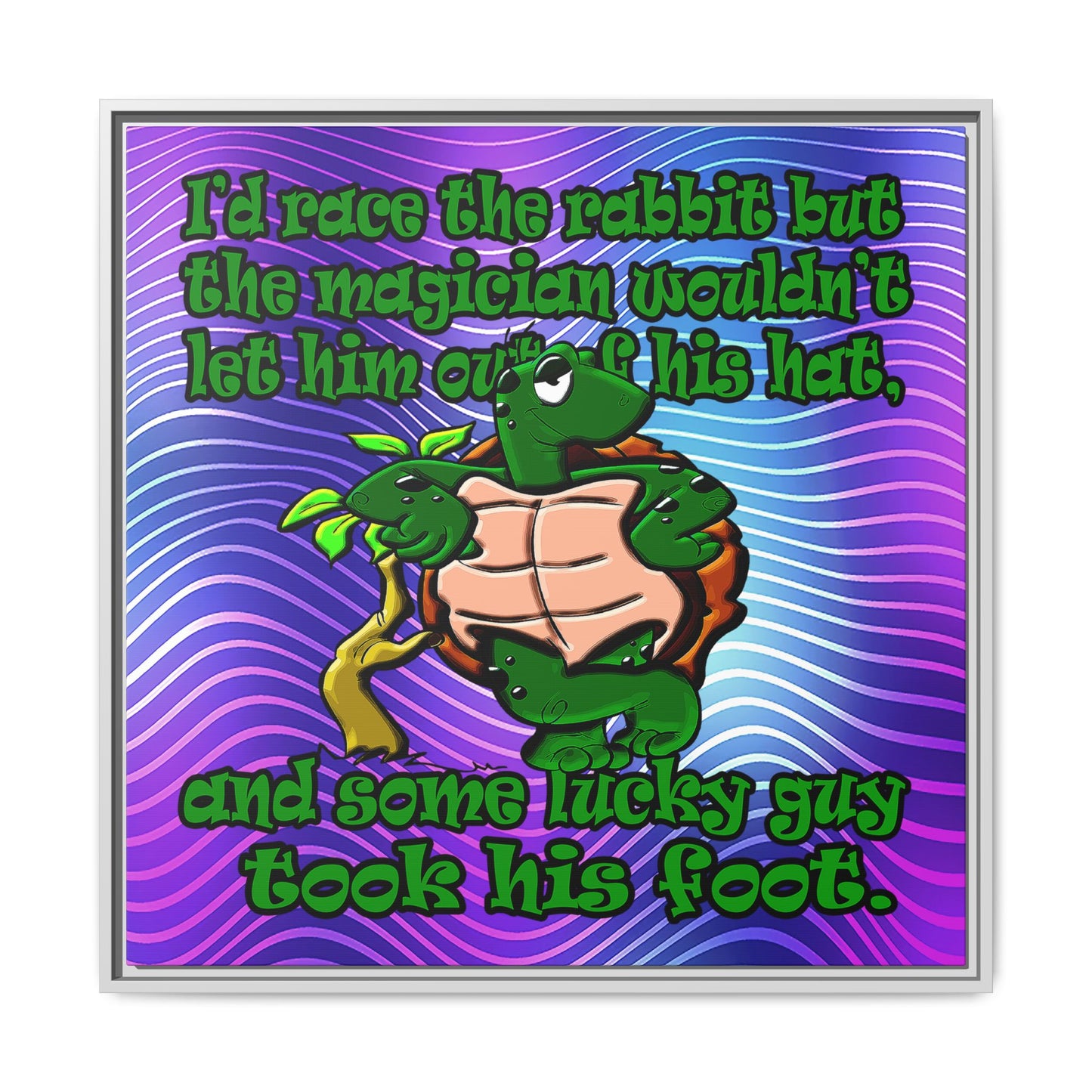 turtle race - framed canvas art (purple wave)