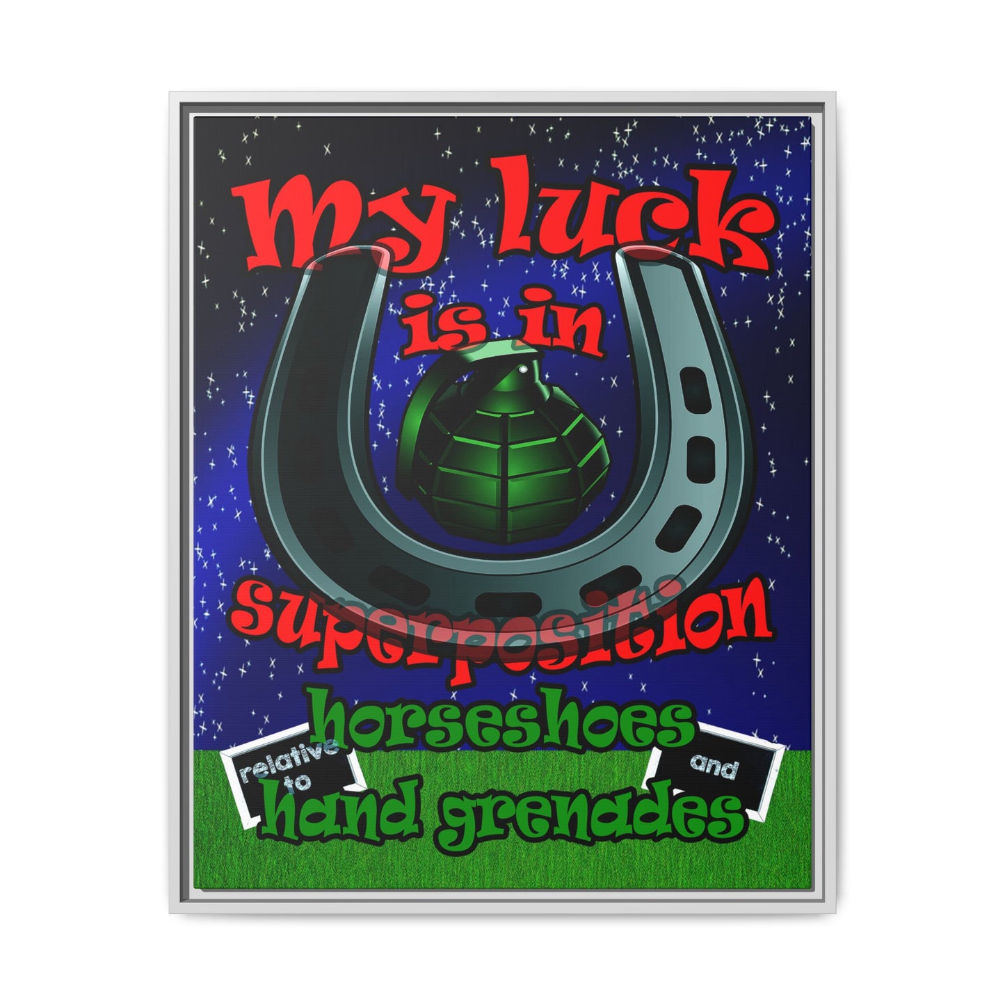 my luck - framed canvas art ('snoops' background)
