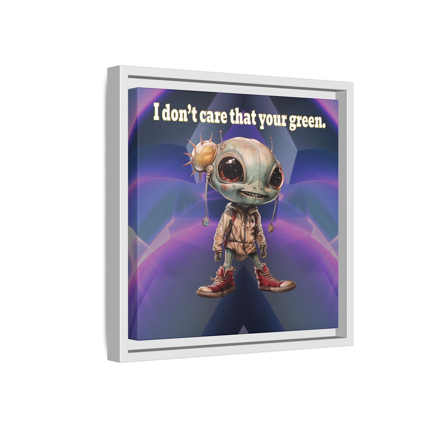 I don't care that your green - framed canvas art (grey-pink wave)