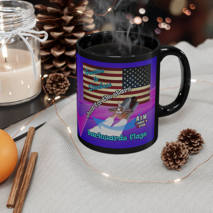 shoot for the stars - Black Mug (purple-pink wave)
