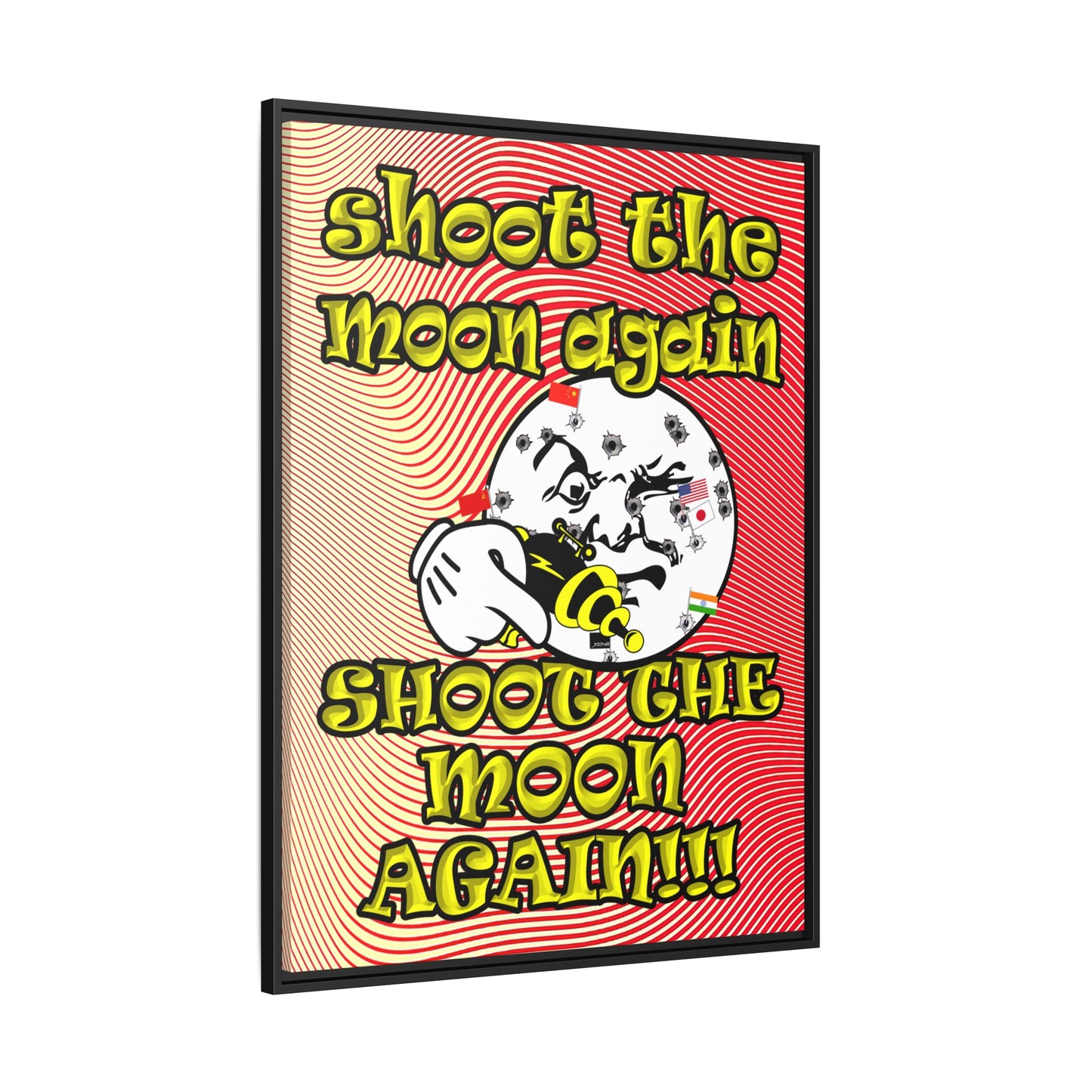 shoot the moon again - framed canvas art (yellow-orange wave)