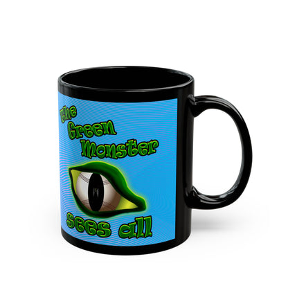 green monster - Black Mug (light blue-purple wave)