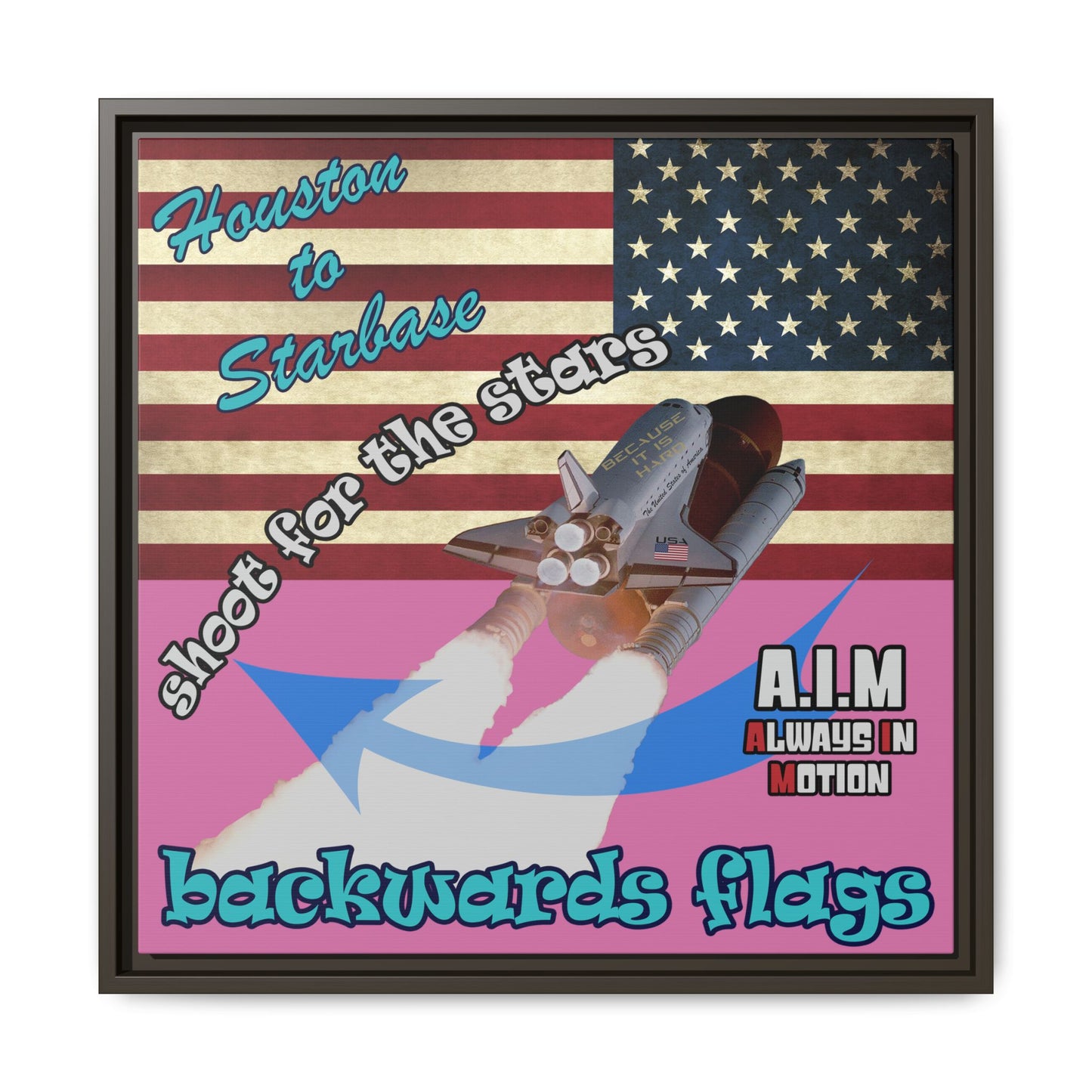 shoot for the stars - framed canvas art (light pink)