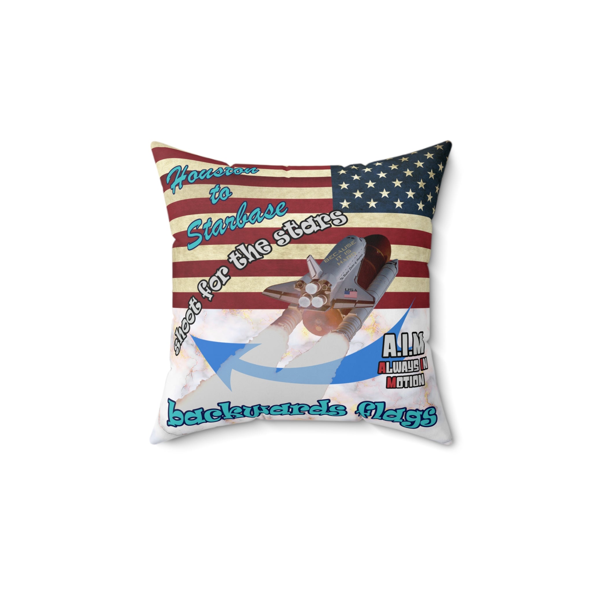 shoot for the stars - Spun Polyester Square Pillow - (white marble)