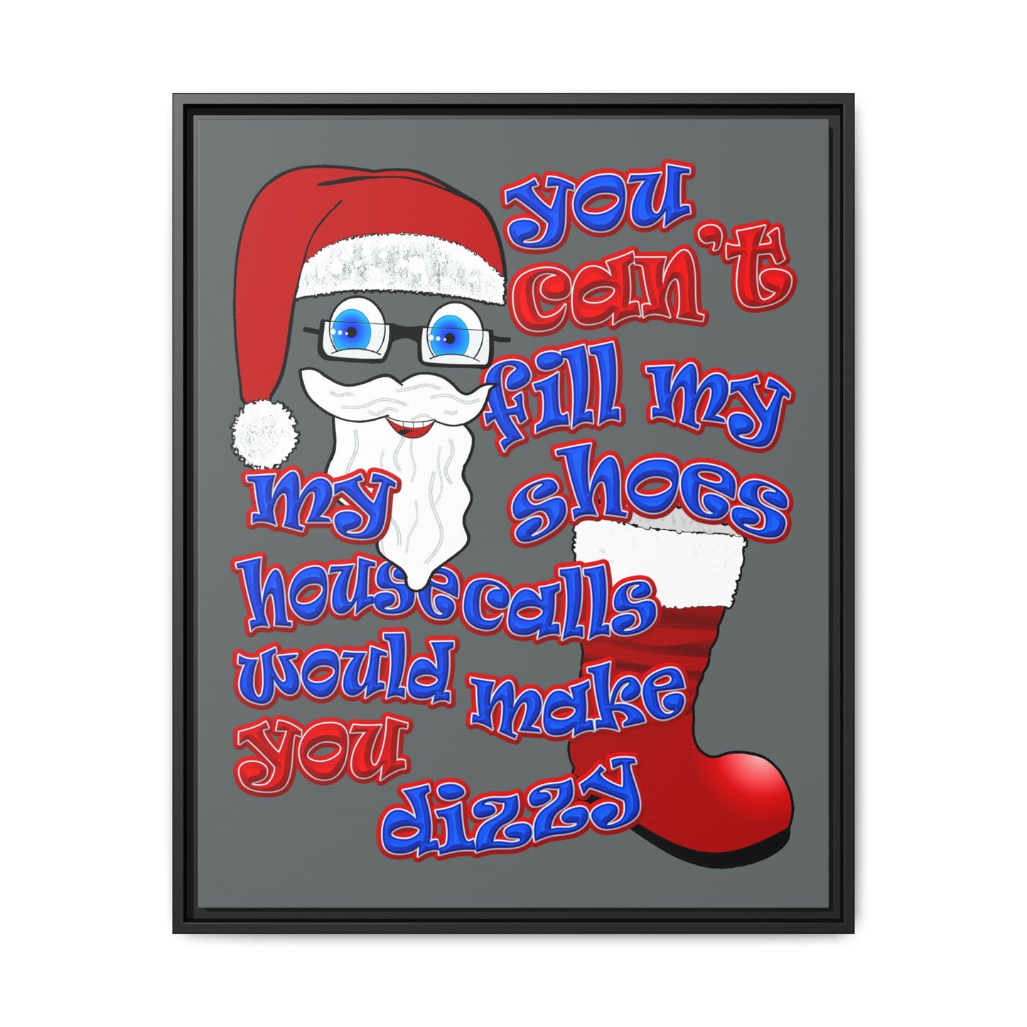 santa's shoes - framed canvas art (dark grey)