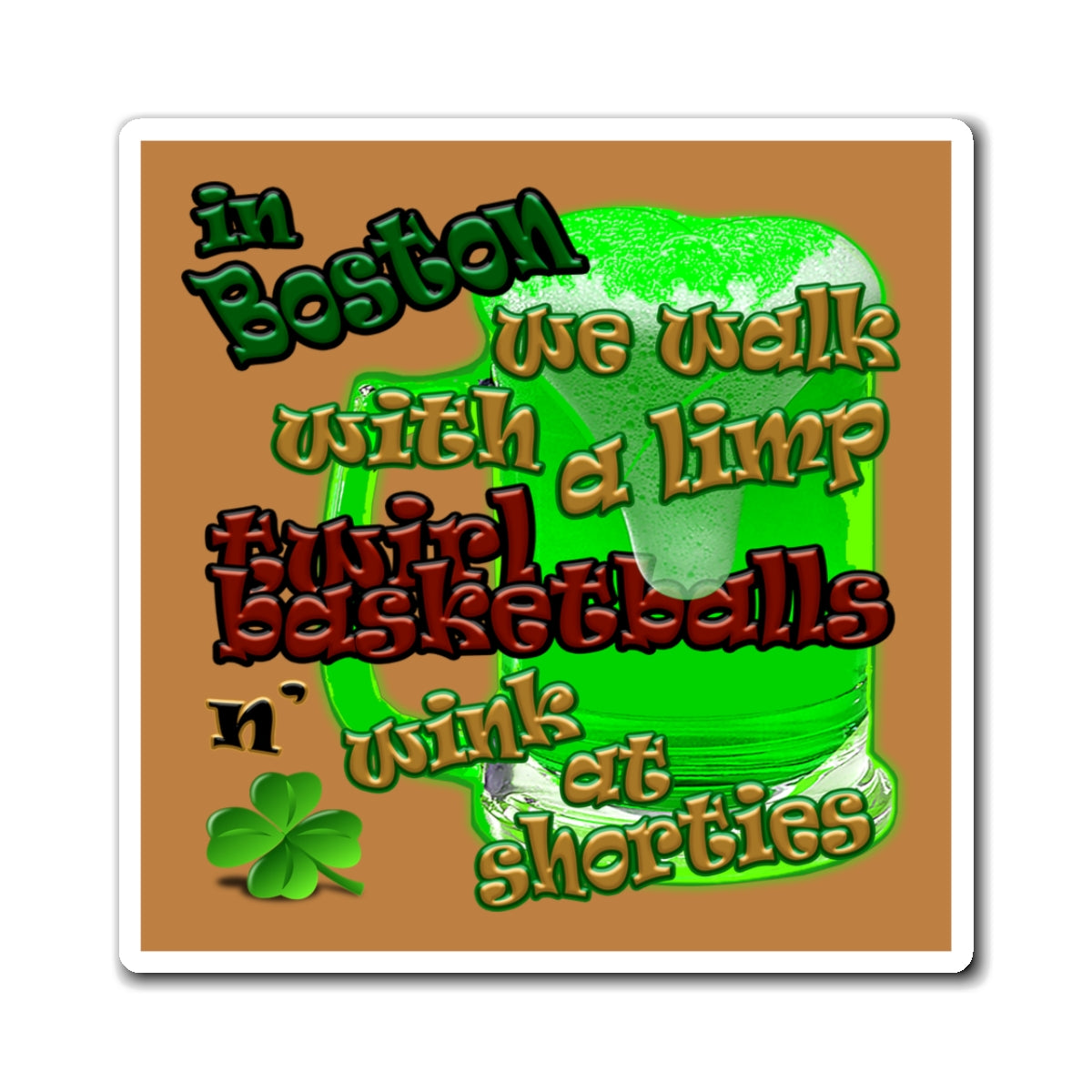 celtics logo - Magnets - (light brown)